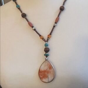 Bohemian Beaded Necklace with Teardrop Pendant